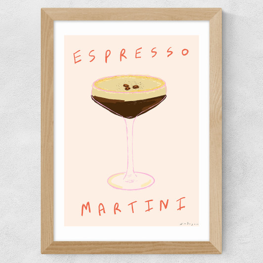 Espresso Martini Time Wide Oak Frame