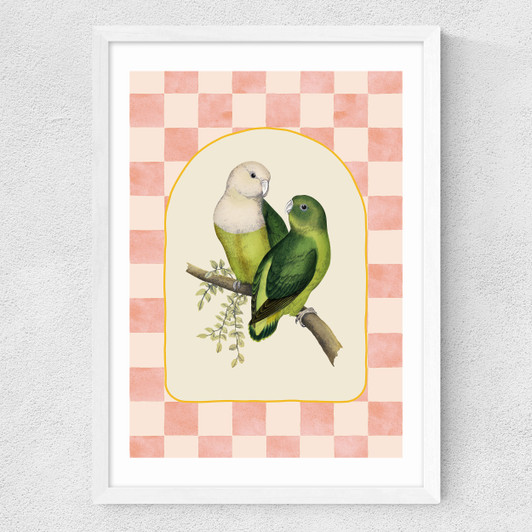 Check Out These Lovebirds Medium White Frame