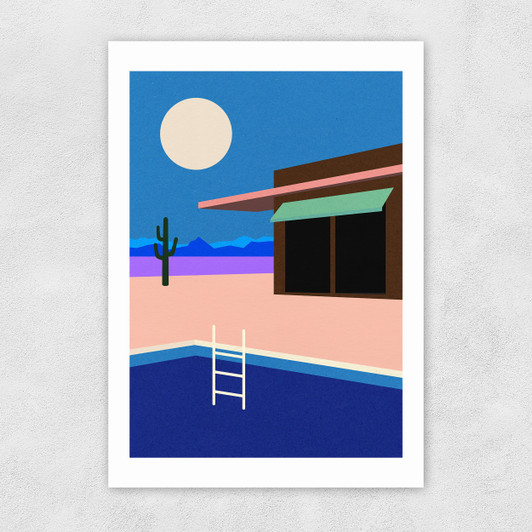 Desert House By Night Unframed Print