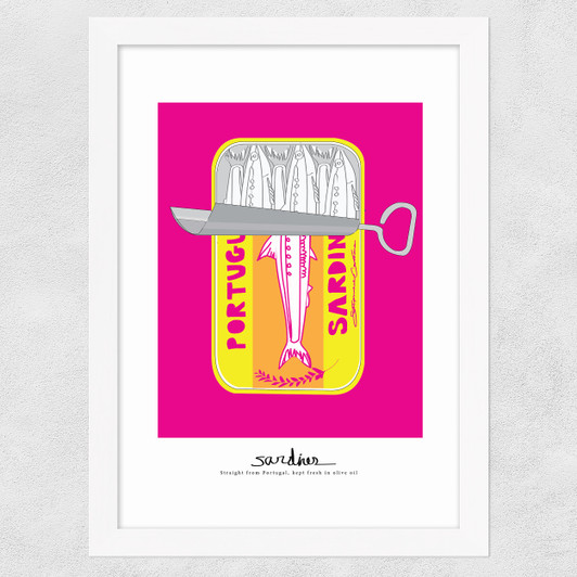 Still Life: Sardines Wide White Frame