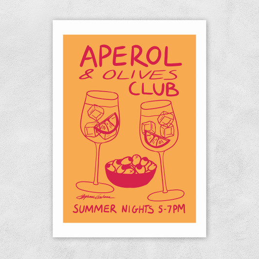 Aperol & Olives Club Unframed Print