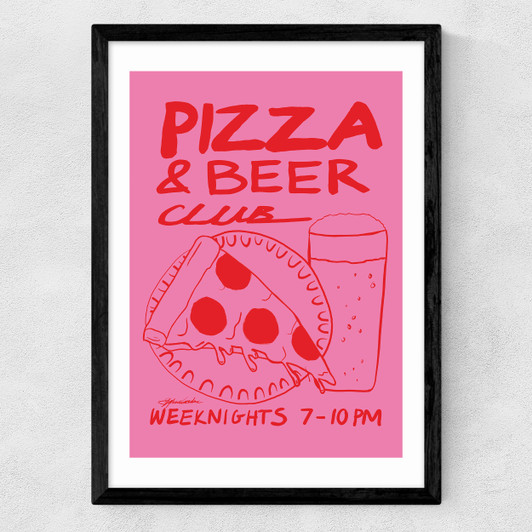 Pizza & Beer Club Medium Black Frame