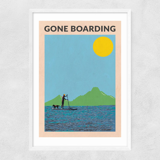 Gone Boarding Narrow White Frame