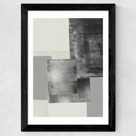 Monochrome Blocks I Wide Black Frame