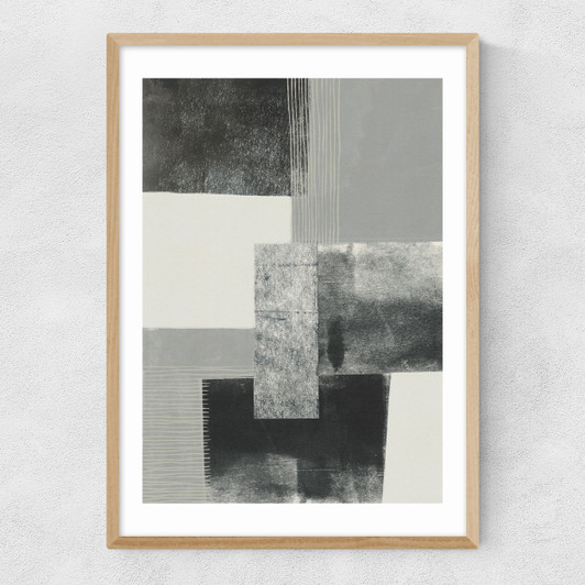 Monochrome Blocks II Narrow Oak Frame