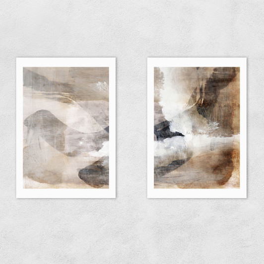 Brown Layers Diptych Unframed Print