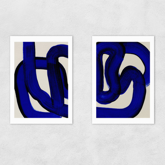 Blue Loops Diptych Unframed Print