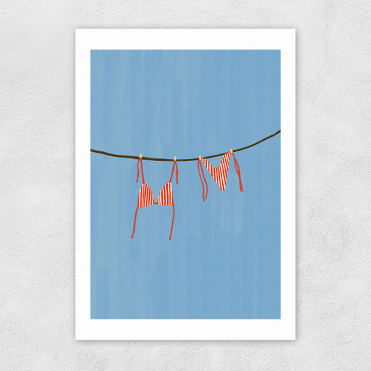Bikini Washing Line Unframed Print