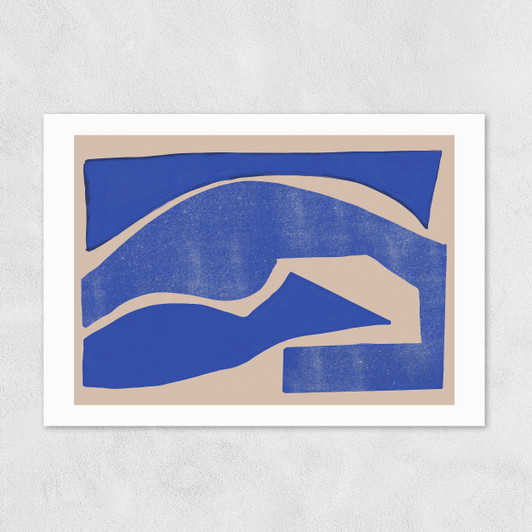 Blue Geometric Shape Unframed Print