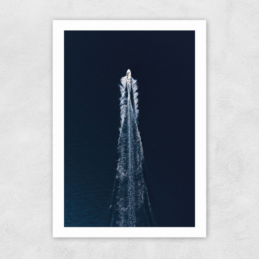 Boat Trip Through Blue Unframed Print