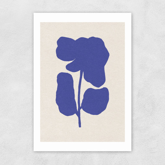 Abstract Blue Flower Unframed Print