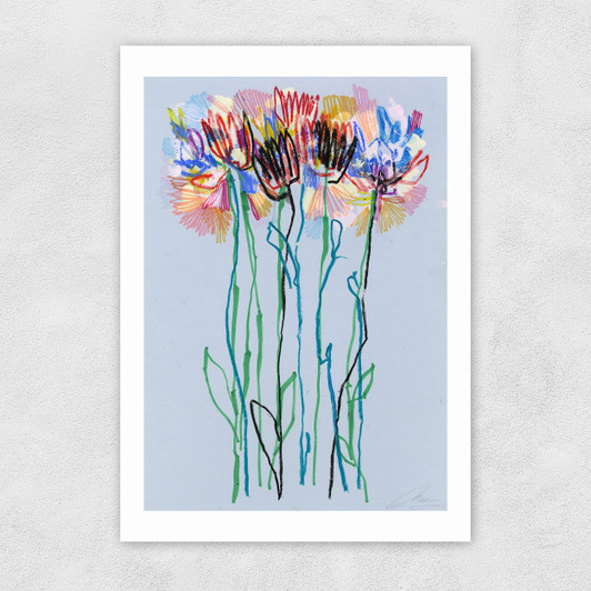 Morning Blue Flowers Unframed Print