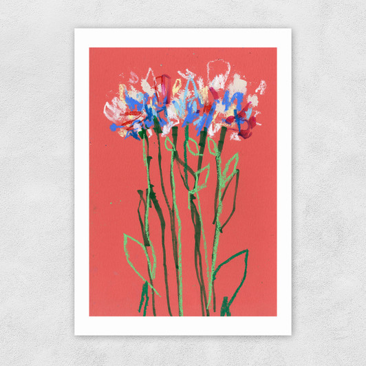 Coral Flowers Unframed Print