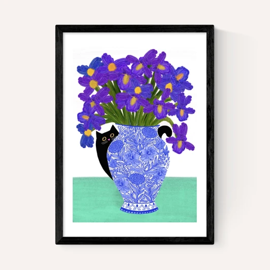 Hiding Cat with Vase