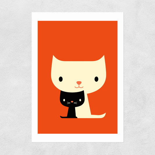 Dicky Bird - Two Cats Narrow Black Frame