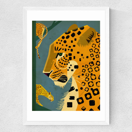 Leopard by Dieter Braun Medium White Frame