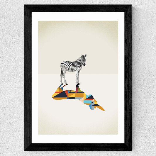 Zebra - Walking Shadows Wide Black Frame