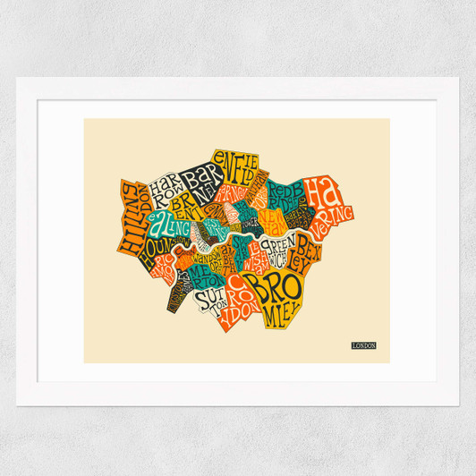 London Boroughs by Jazzberry Blue Wide White Frame