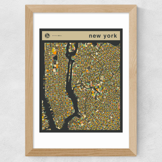 New York Streetguide Wide Oak Frame