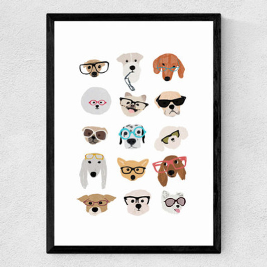 Dogs in Glasses Medium Black Frame