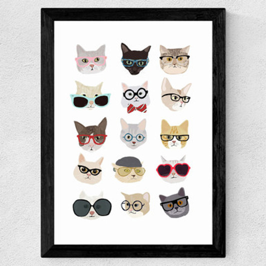 Cats in Glasses Wide Black Frame