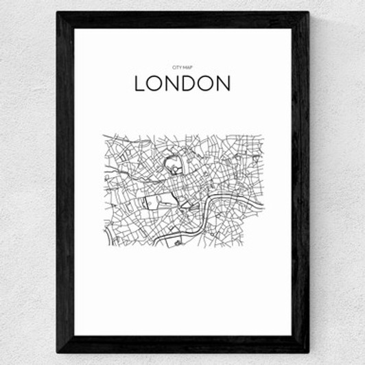 City Map London Wide Black Frame