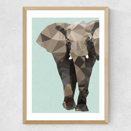 Elephant by Studio Cockatoo Medium Oak Frame