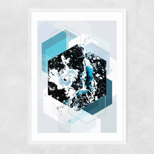 Geometric Textures 4a Narrow White Frame