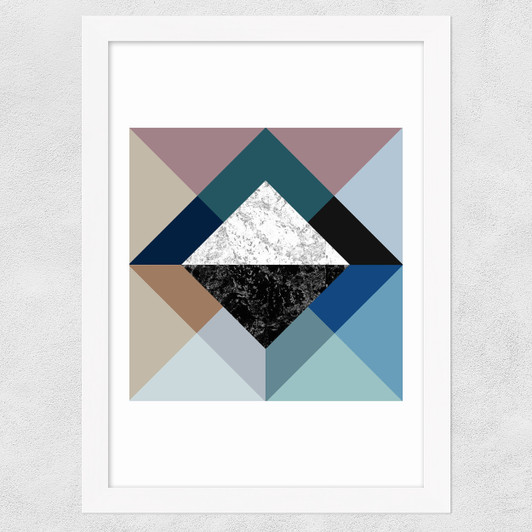Geometric Textures 8 Wide White Frame