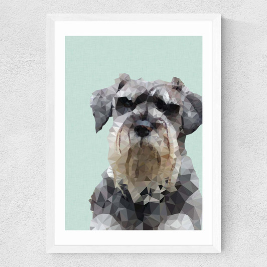 Schnauzer Medium White Frame