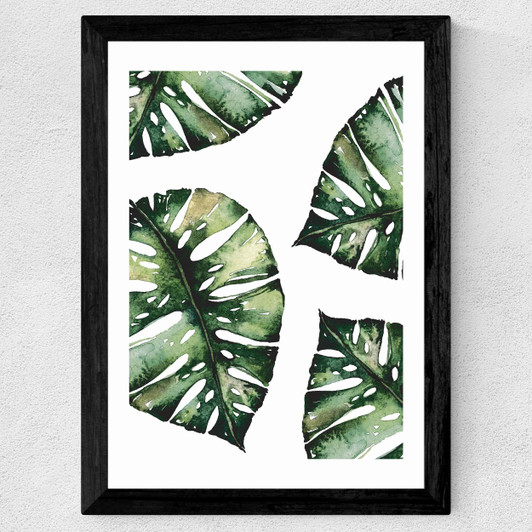 Monstera Leaf Wide Black Frame