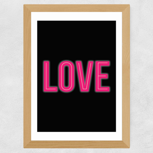 Neon Love Wide Oak Frame