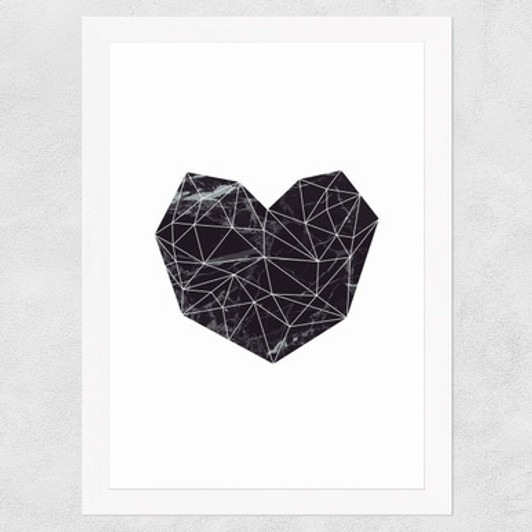 Marble Heart Wide White Frame