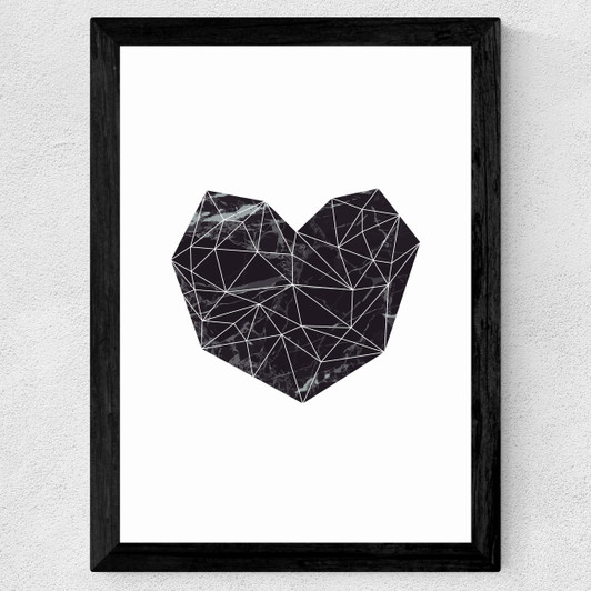 Marble Heart Wide Black Frame