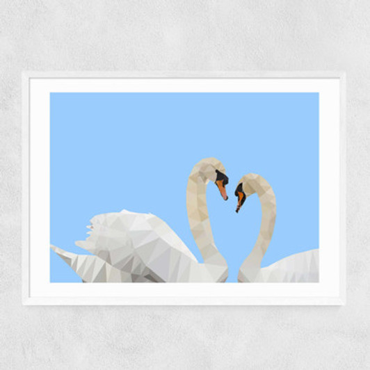 Swans Narrow White Frame