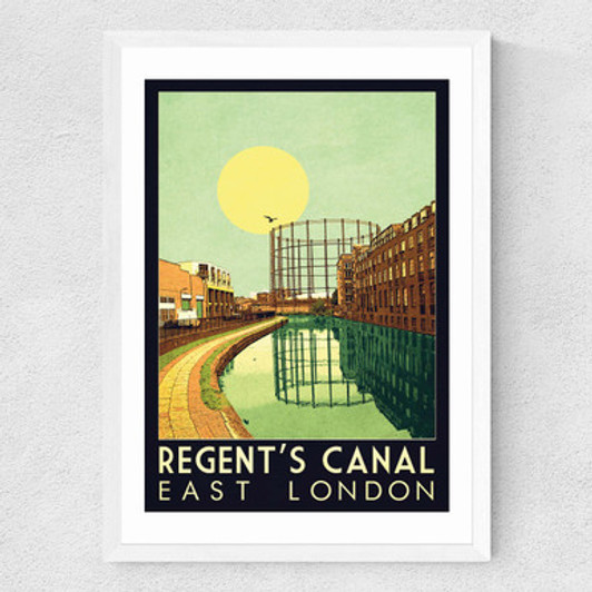 Regent's Canal, East London Medium White Frame