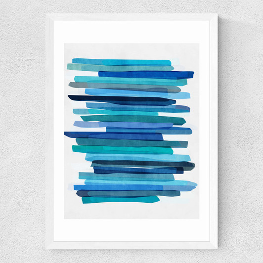 Blue Stripes Medium White Frame
