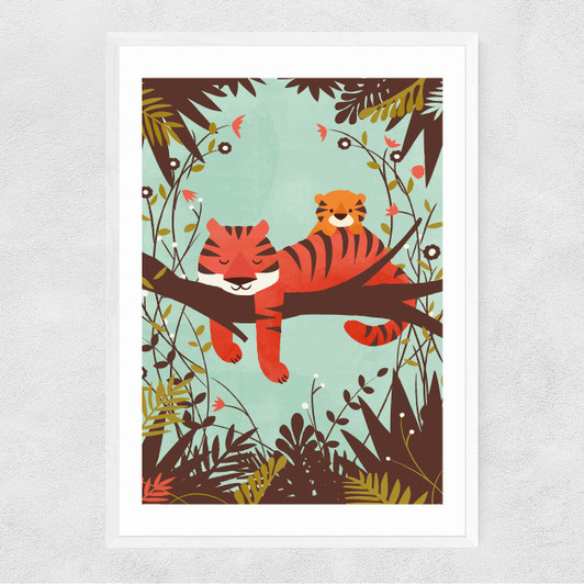 Sleeping Tiger Narrow White Frame