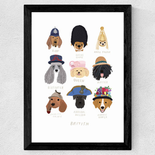 British Dogs Wide Black Frame