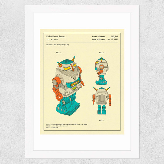 Robot 3 Wide White Frame