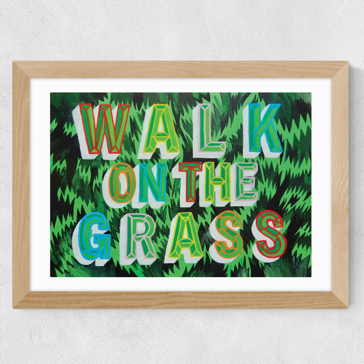 Walk on the Grass Wide Oak Frame