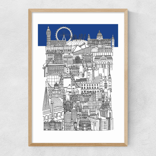 London Blue Narrow Oak Frame