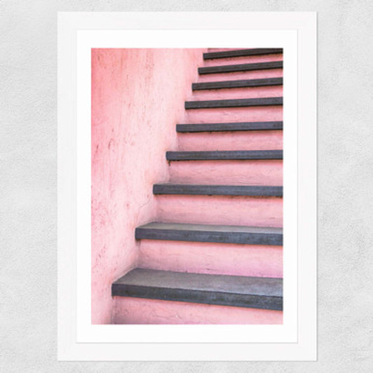 Stairway to Pink Wide White Frame