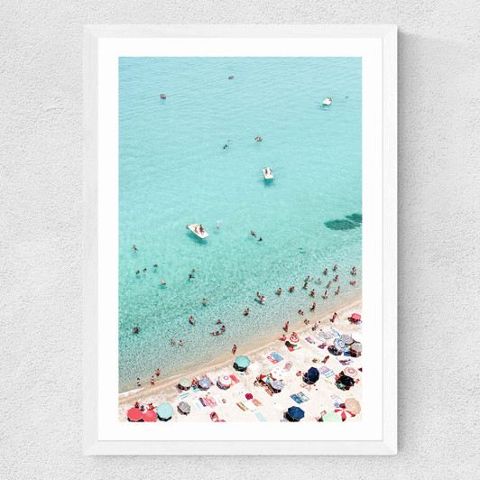Beach Scene Medium White Frame