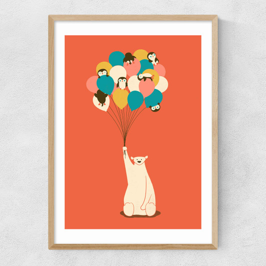 Penguin Bouquet Narrow Oak Frame