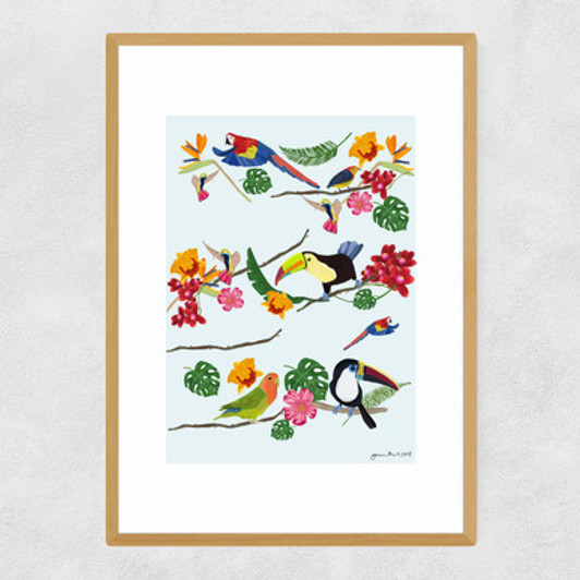 Birds by Hanna Melin Narrow Oak Frame