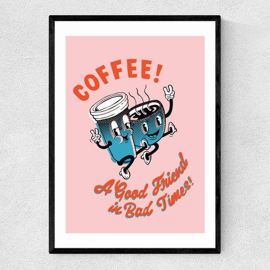 Coffee, a Good Friend Narrow Black Frame