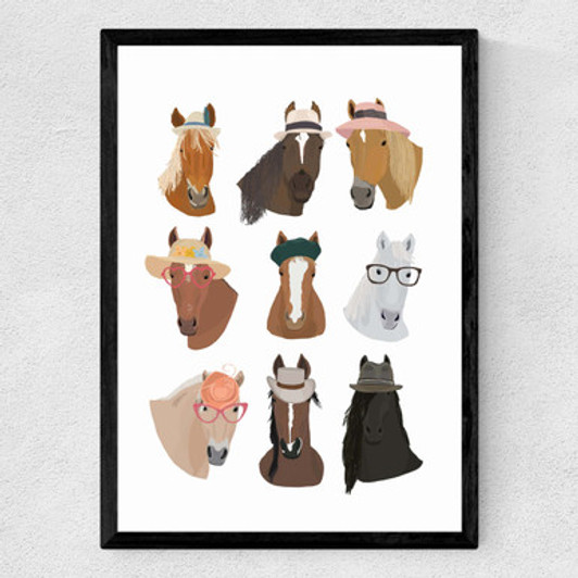 Horses Medium Black Frame