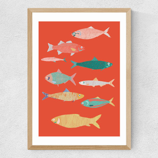 Red Fish Medium Oak Frame