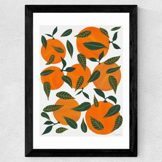 Oranges and Leaves Wide Black Frame